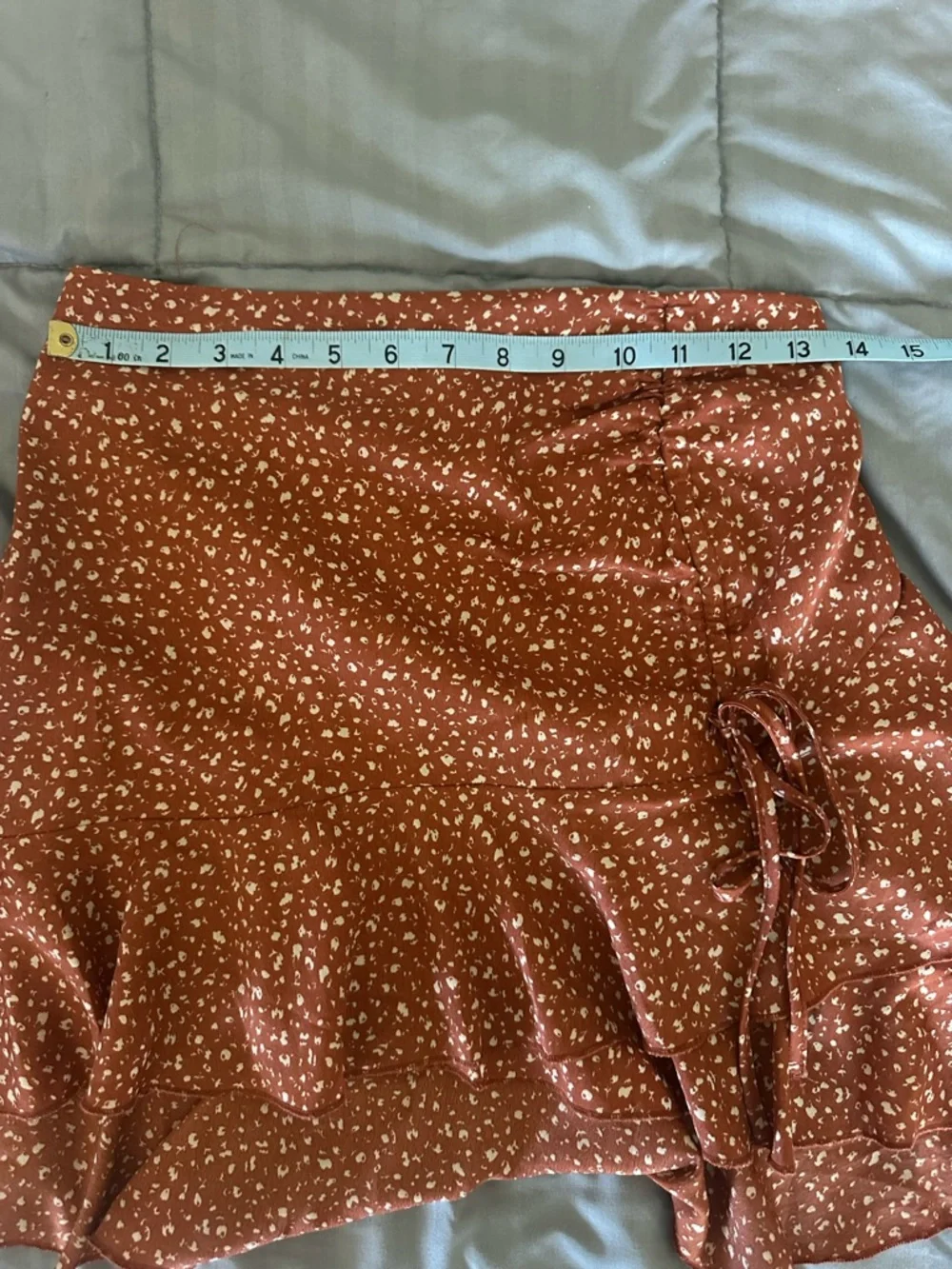 Rust Floral Ruffle Mini Skirt - Picture 4 of 5